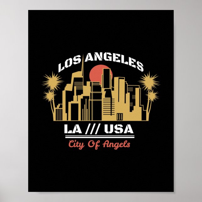 Affiche Conception de la skyline de Los Angeles LA USA Cit (Devant)