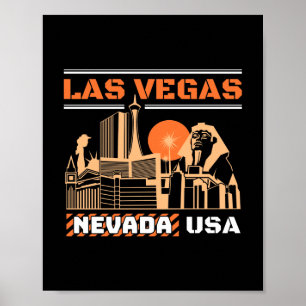 Affiche Conception de la skyline urbaine rétro de Las Vega