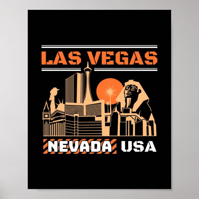 Affiche Conception de la skyline urbaine rétro de Las Vega (Devant)