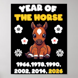 Affiche Conception de l'année du cheval, animal du zodiaqu