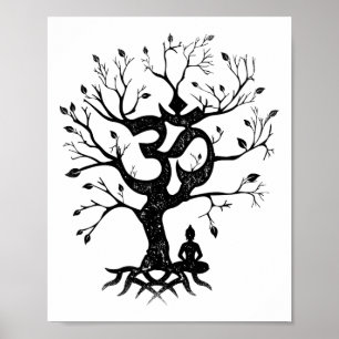 Affiche Conception de l'arbre de vie et du symbole Ohm pou