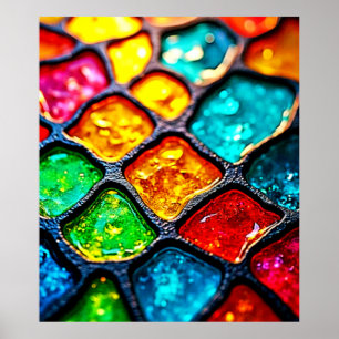 Affiche Conception de l'art en verre coloré teinté de bijo
