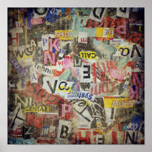 Affiche Conception de lettres déchirée moderne de journal