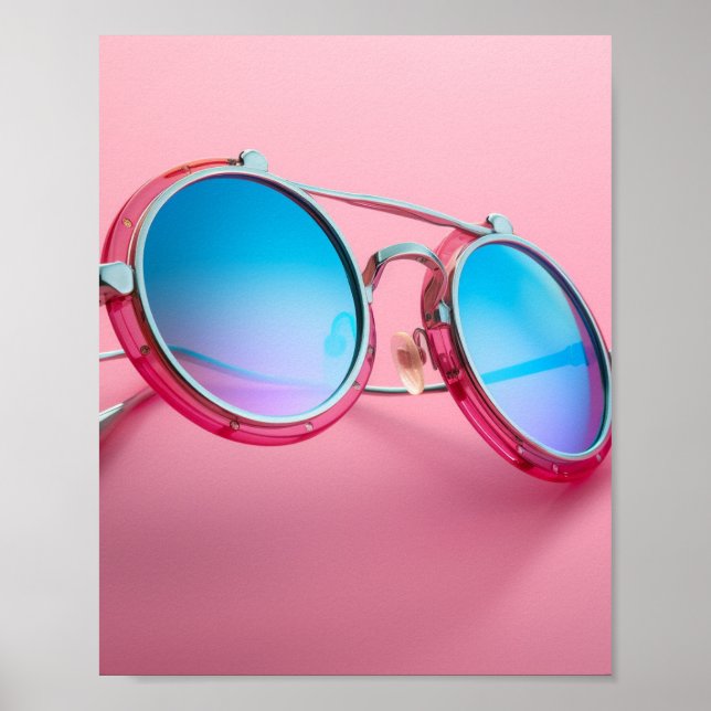 Affiche Conception de lunettes de soleil à thème, rose coo (Devant)