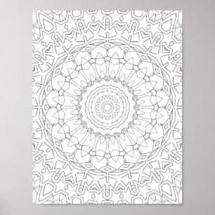 Affiche Conception de mandala à pétales d'étoile rayonnant