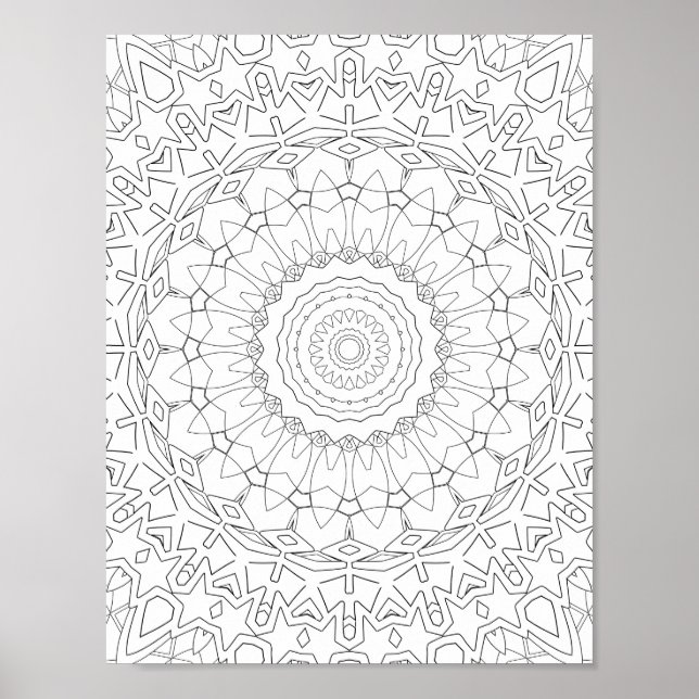 Affiche Conception de mandala à pétales d'étoile rayonnant (Devant)