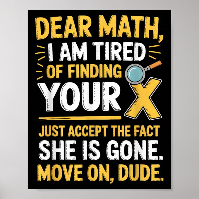Affiche Conception de maths drôle pour garçons filles prof (Devant)