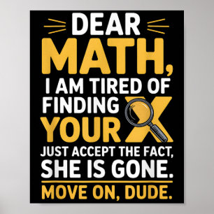 Affiche Conception de maths drôle pour garçons filles prof