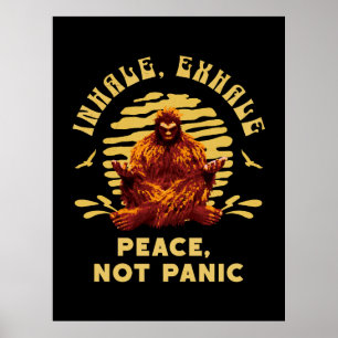 Affiche Conception de méditation Bigfoot Paix et non paniq