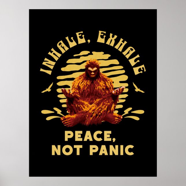 Affiche Conception de méditation Bigfoot Paix et non paniq (Devant)