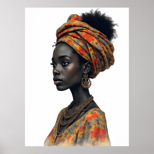 Affiche conception de mode de femme d'art africain (Devant)