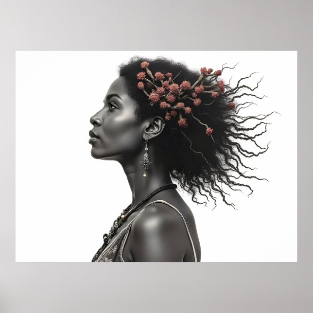 Affiche conception de mode de femme d'art africain (Devant)