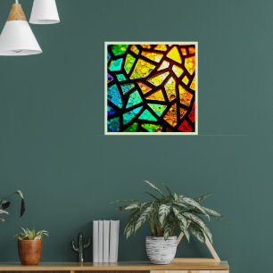 Affiche Conception de mosaïque lumineuse abstraite vibrant