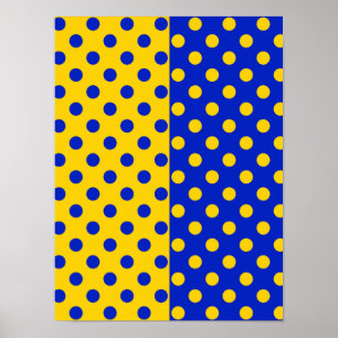 Affiche Conception de motif à points bleus jaunes demi-tei