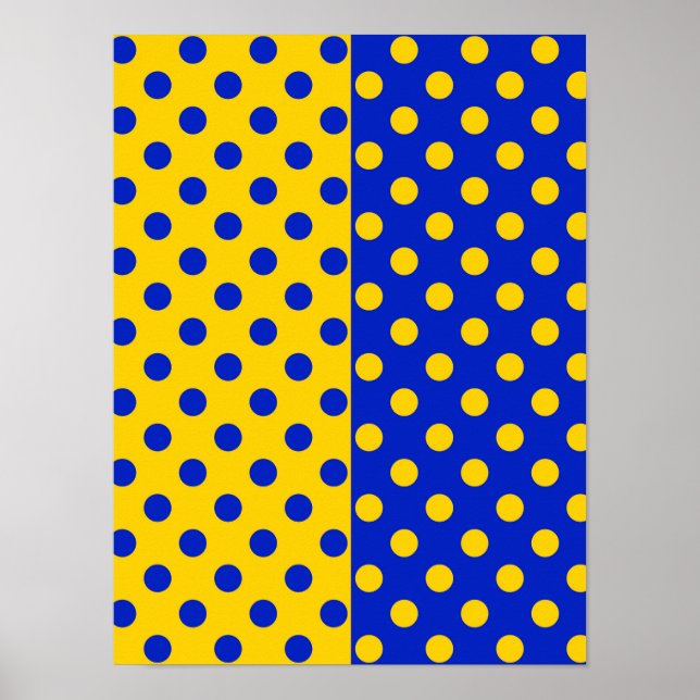 Affiche Conception de motif à points bleus jaunes demi-tei (Devant)