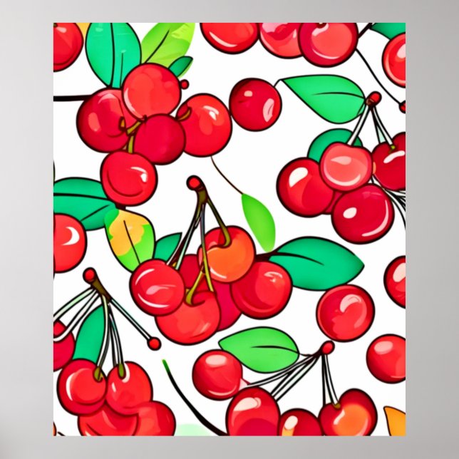 Affiche Conception de motif cerise (Devant)
