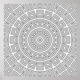 Affiche Conception de motif de mandala en spirale carrée g