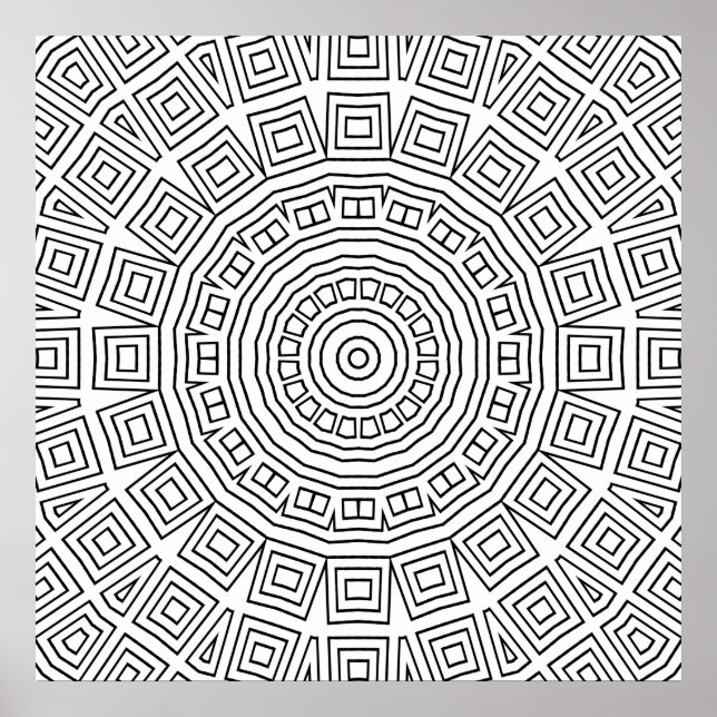 Affiche Conception de motif de mandala en spirale carrée g (Devant)