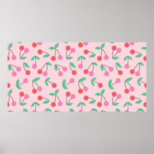 Affiche Conception de motif sans couture de cerise mignonn
