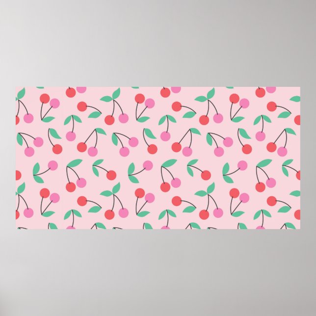 Affiche Conception de motif sans couture de cerise mignonn (Devant)