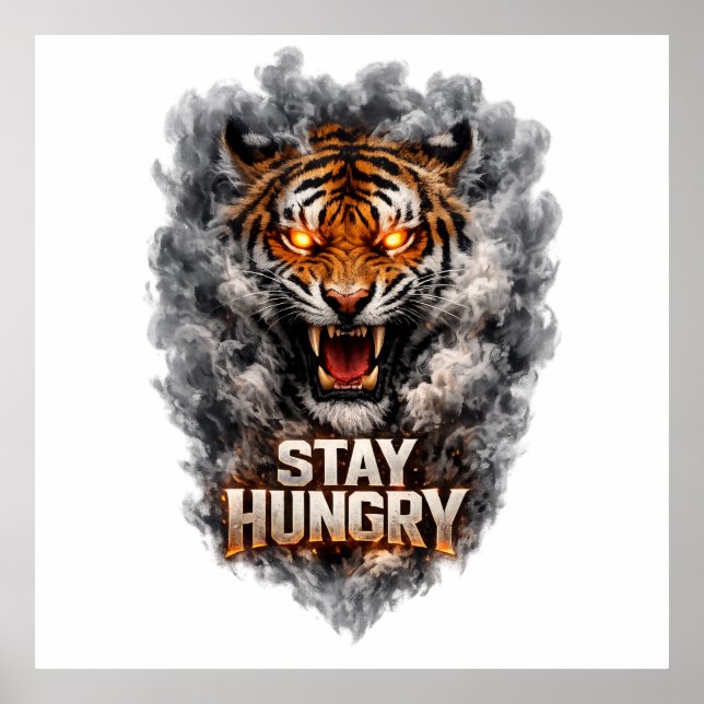 Affiche Conception de motivation de tigre affamé (Devant)