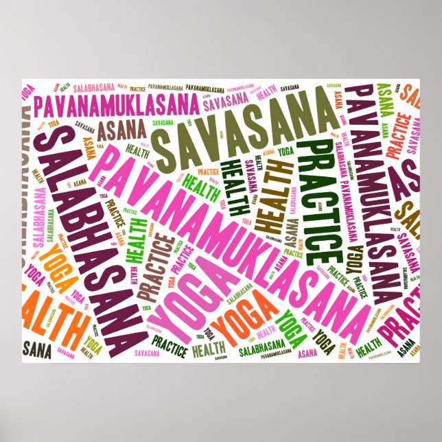 Affiche Conception de mots de yoga (Devant)