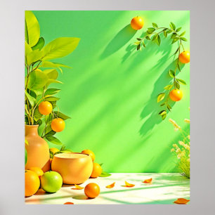 Affiche Conception de nature morte vibrante orange vert