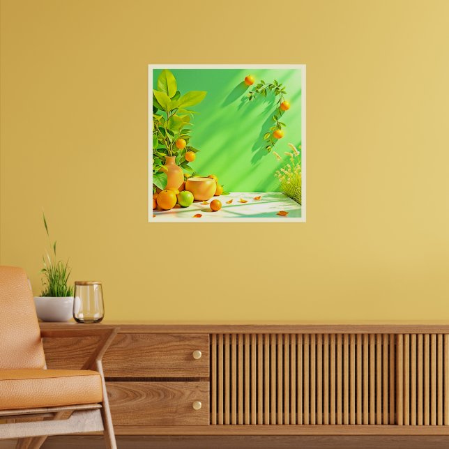 Affiche Conception de nature morte vibrante orange vert (Salon 2)