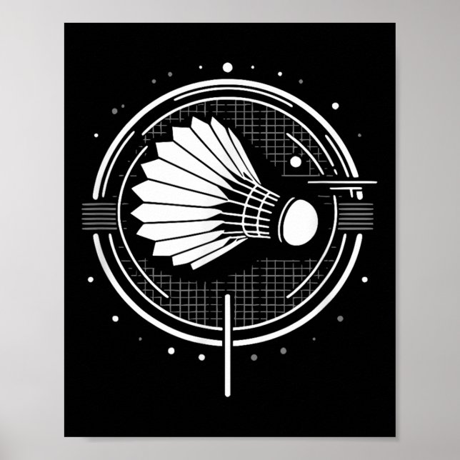 Affiche Conception de Navette Vintage Joueur de Badminton  (Devant)