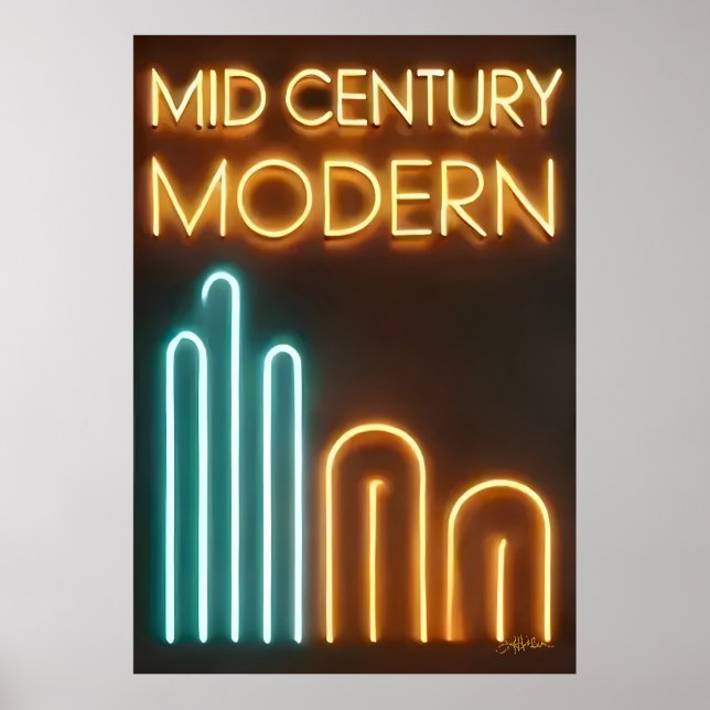 Affiche Conception de néon d'art moderne du milieu du sièc (Devant)