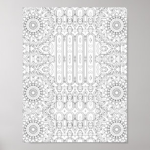 Affiche Conception de page de coloriage à motif de cœur et