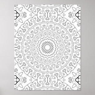 Affiche Conception de page de coloriage à motif de fleur e