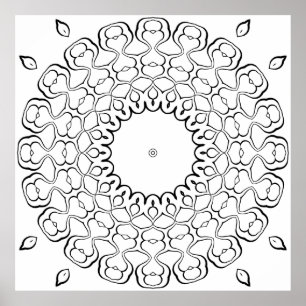 Affiche Conception de page de coloriage de mandala à cœur 
