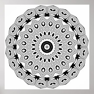 Affiche Conception de page de coloriage de mandala à motif