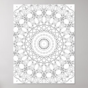 Affiche Conception de page de coloriage kaléidoscope à tre