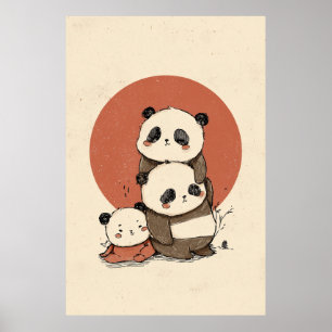 Affiche Conception de pandas mignons