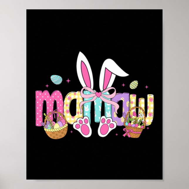 Affiche Conception de Pâques aux oreilles de lapin à noeud (Devant)