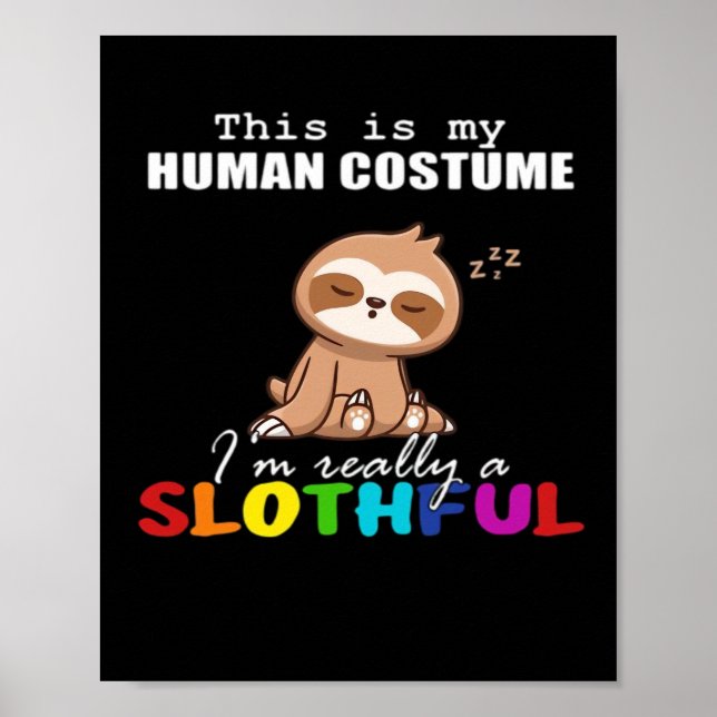 Affiche Conception de paresseux d'Halloween, c'est mon cos (Devant)