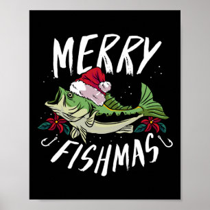 Affiche Conception de pêche à thème de Noël drôle - Joyeux