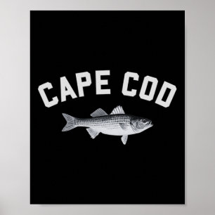 Affiche Conception de pêche amusante Byss rayée Cape Cod S