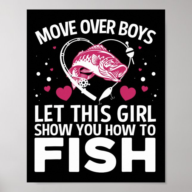 Affiche Conception de pêche drôle pour filles femmes pêche (Devant)