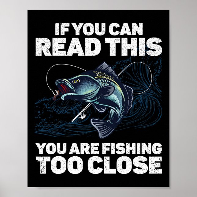 Affiche Conception de pêche drôle pour hommes femmes enfan (Devant)