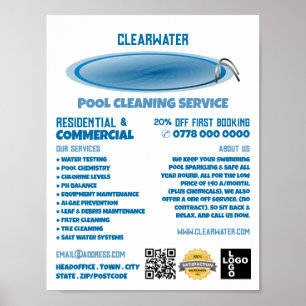 Affiche Conception de piscine ronde, Service de nettoyage 