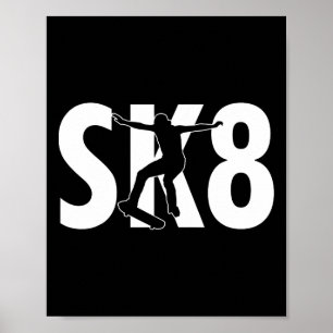 Affiche Conception de planche à roulettes cool Sk8 Astuces