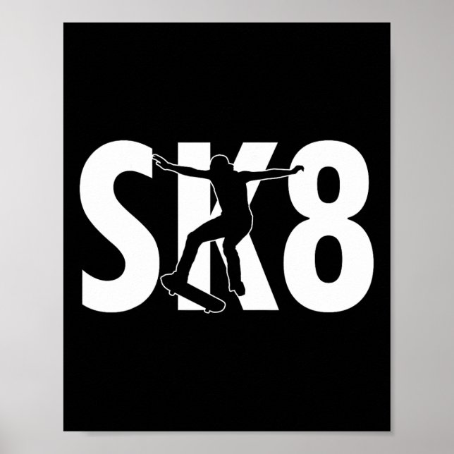 Affiche Conception de planche à roulettes cool Sk8 Astuces (Devant)