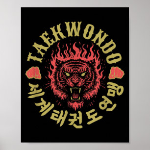 Affiche Conception de poing de Taekwondo de Tigre coréen C