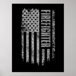 Affiche Conception de pompier USA drapeau en détresse