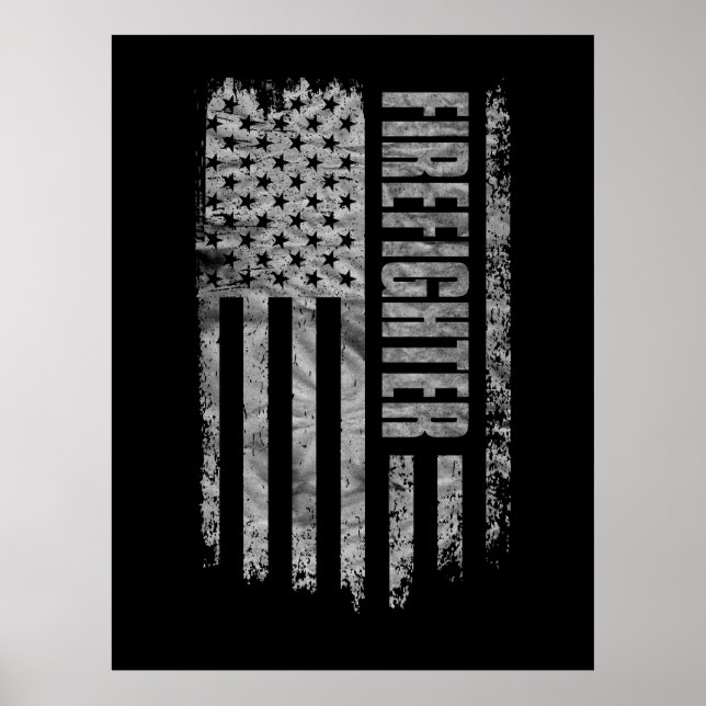 Affiche Conception de pompier USA drapeau en détresse (Devant)