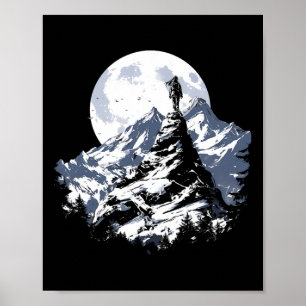 Affiche Conception de randonnée en montagne sous la pleine