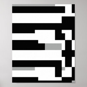 Affiche Conception de rayures abstraites noir blanc et gri